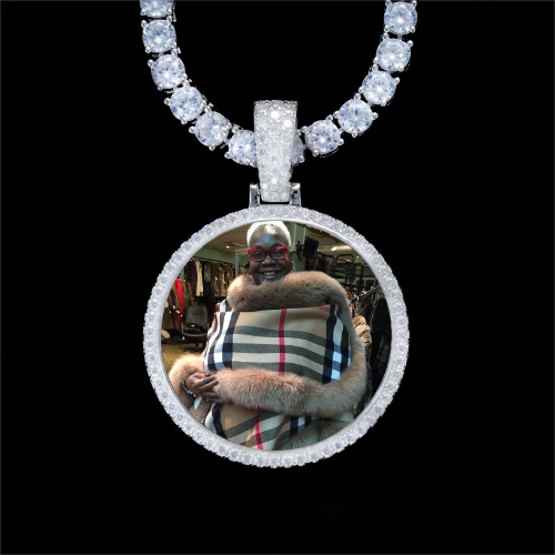 925S & VVS Moissanite 3D Circle Custom Picture Pendant