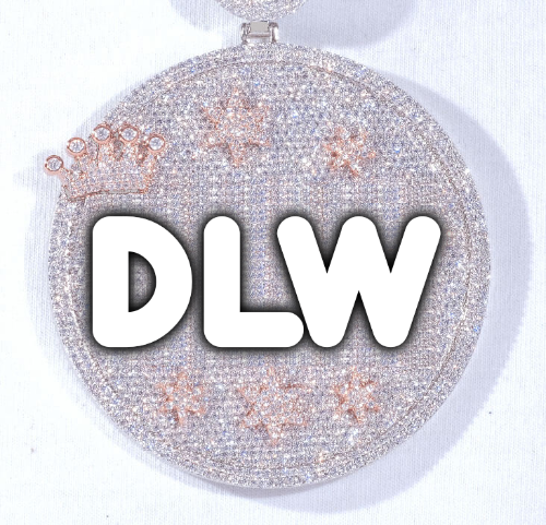CUSTOM LETTER NECKLACE 3D BIG CROWN DISC