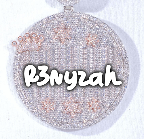 CUSTOM LETTER NECKLACE 3D BIG CROWN DISC