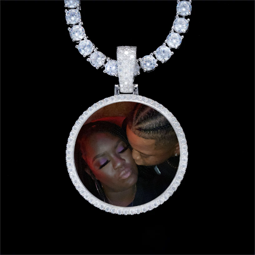 925S & VVS Moissanite 3D Circle Custom Picture Pendant