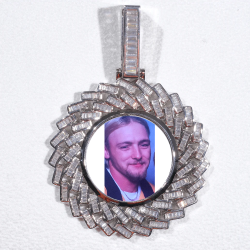 Large 3D Baguette Custom Picture Pendant