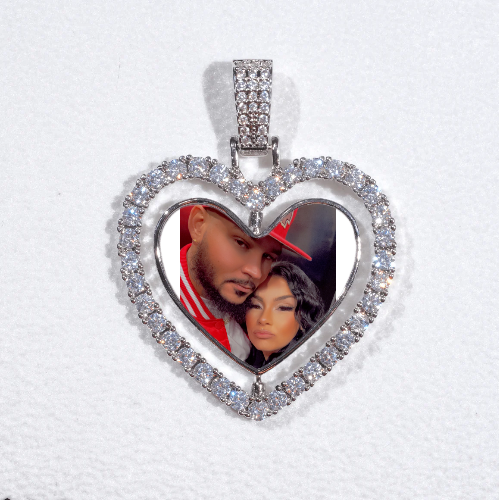 3D Spinning 2-Faced Heart Custom Picture Pendant