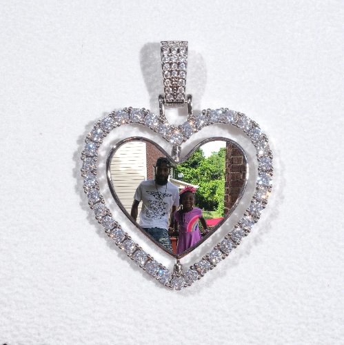 3D Spinning 2-Faced Heart Custom Picture Pendant