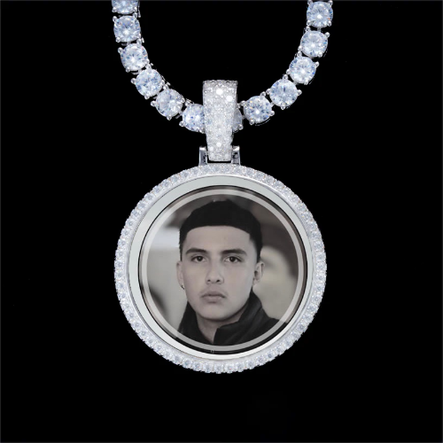 925S & VVS Moissanite 3D Circle Custom Picture Pendant