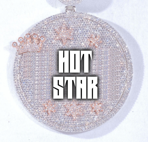 CUSTOM LETTER NECKLACE 3D BIG CROWN DISC