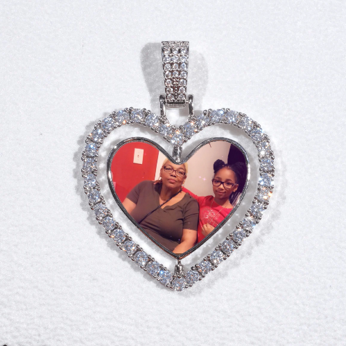 3D Spinning 2-Faced Heart Custom Picture Pendant