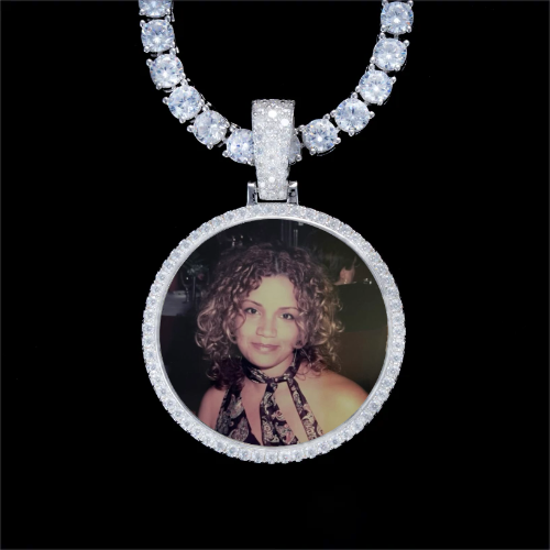 925S & VVS Moissanite 3D Circle Custom Picture Pendant