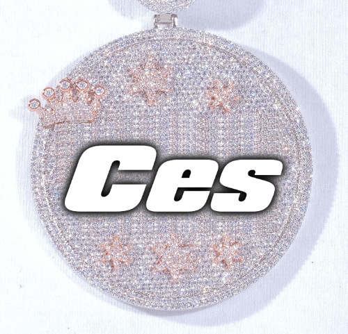 CUSTOM LETTER NECKLACE 3D BIG CROWN DISC