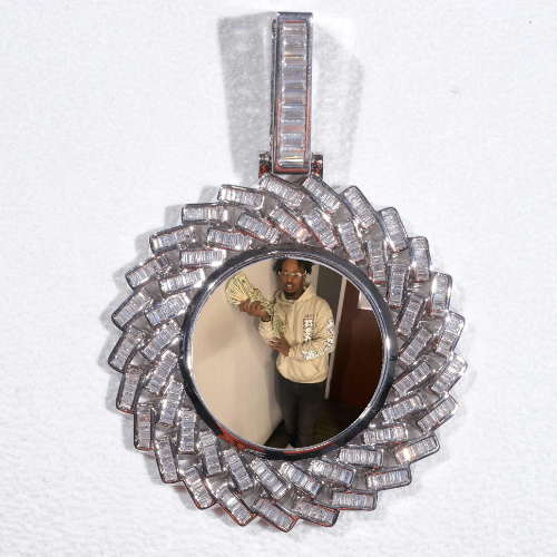 Large 3D Baguette Custom Picture Pendant