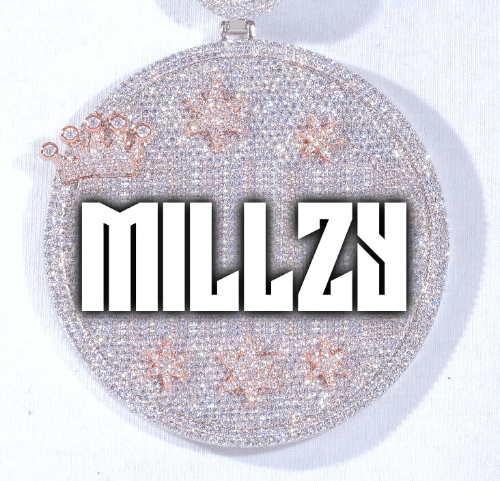 CUSTOM LETTER NECKLACE 3D BIG CROWN DISC