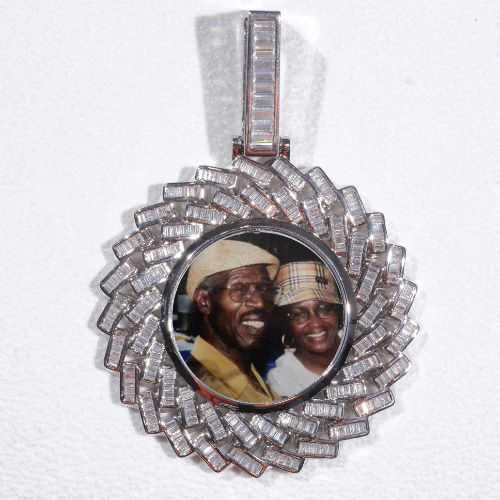 Large 3D Baguette Custom Picture Pendant