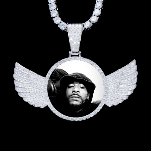 925S & VVS Moissanite 3D Wing Custom Picture Pendant