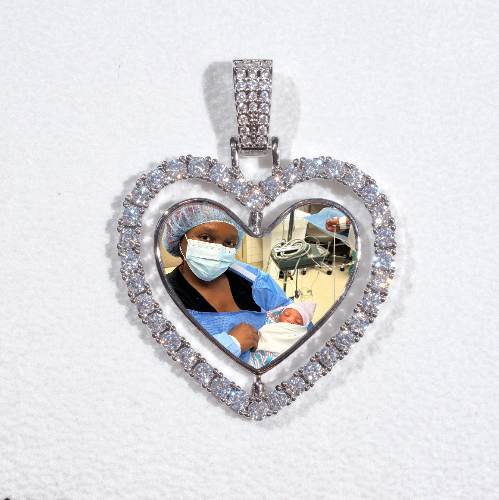 3D Spinning 2-Faced Heart Custom Picture Pendant