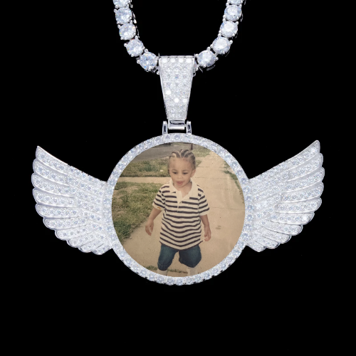 925S & VVS Moissanite 3D Wing Custom Picture Pendant