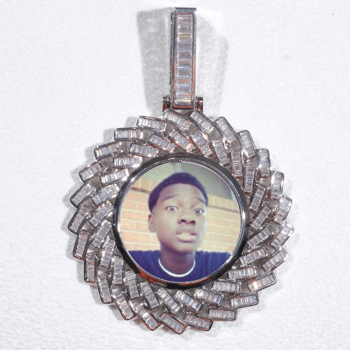 Large 3D Baguette Custom Picture Pendant