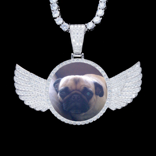 925S & VVS Moissanite 3D Wing Custom Picture Pendant