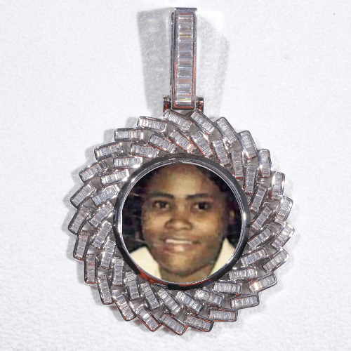 Large 3D Baguette Custom Picture Pendant