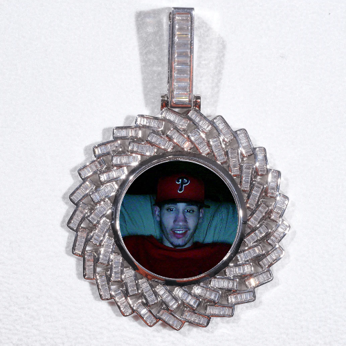 Large 3D Baguette Custom Picture Pendant