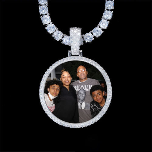 925S & VVS Moissanite 3D Circle Custom Picture Pendant