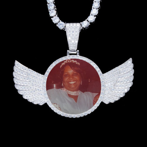 925S & VVS Moissanite 3D Wing Custom Picture Pendant