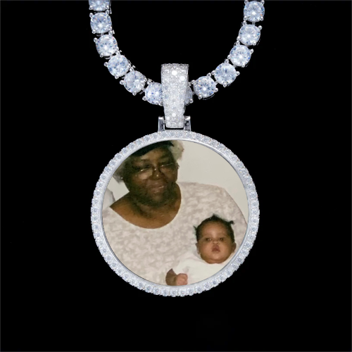 925S & VVS Moissanite 3D Circle Custom Picture Pendant