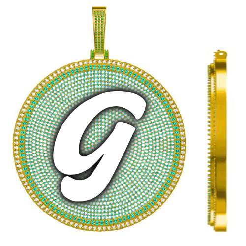 CUSTOM LETTER NECKLACE 3D BIG DISC