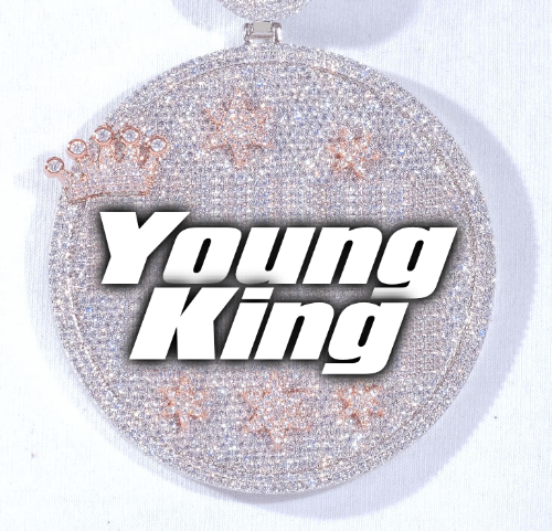 CUSTOM LETTER NECKLACE 3D BIG CROWN DISC