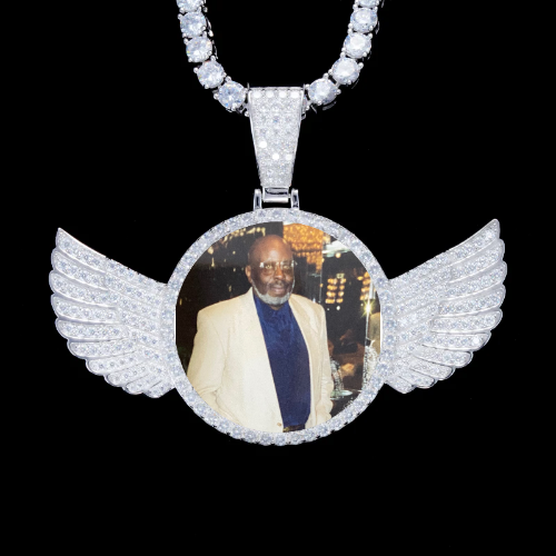 925S & VVS Moissanite 3D Wing Custom Picture Pendant