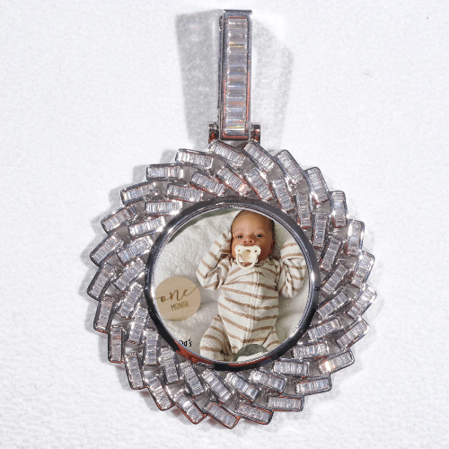 Large 3D Baguette Custom Picture Pendant