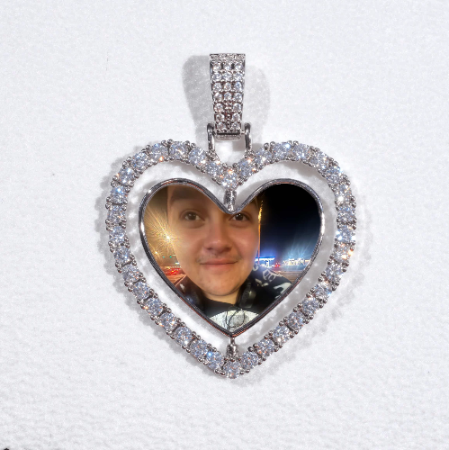 3D Spinning 2-Faced Heart Custom Picture Pendant