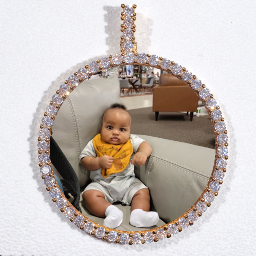 LARGE 3D CIRCLE CUSTOM PICTURE PENDANT