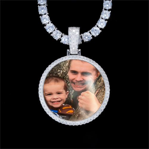 925S & VVS Moissanite 3D Circle Custom Picture Pendant