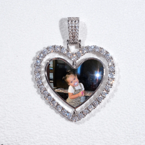 3D Spinning 2-Faced Heart Custom Picture Pendant
