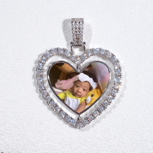 3D Spinning 2-Faced Heart Custom Picture Pendant