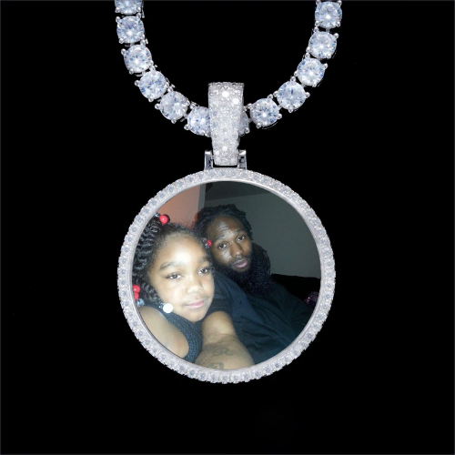 925S & VVS Moissanite 3D Circle Custom Picture Pendant