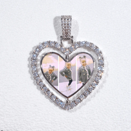 3D Spinning 2-Faced Heart Custom Picture Pendant