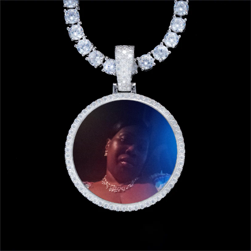 925S & VVS Moissanite 3D Circle Custom Picture Pendant