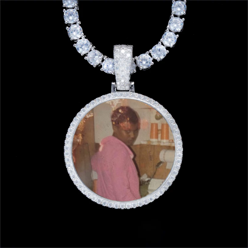 925S & VVS Moissanite 3D Circle Custom Picture Pendant