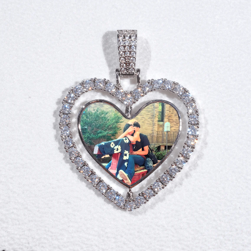3D Spinning 2-Faced Heart Custom Picture Pendant