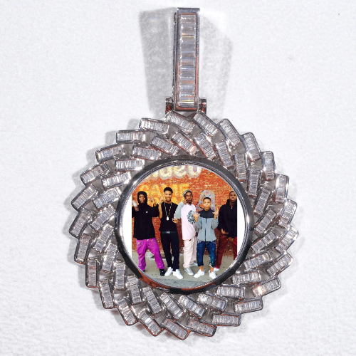 Large 3D Baguette Custom Picture Pendant