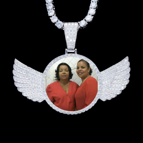 925S & VVS Moissanite 3D Wing Custom Picture Pendant