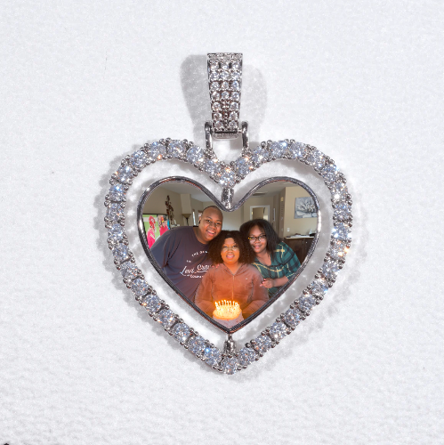 3D Spinning 2-Faced Heart Custom Picture Pendant