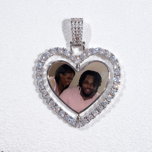 3D Spinning 2-Faced Heart Custom Picture Pendant