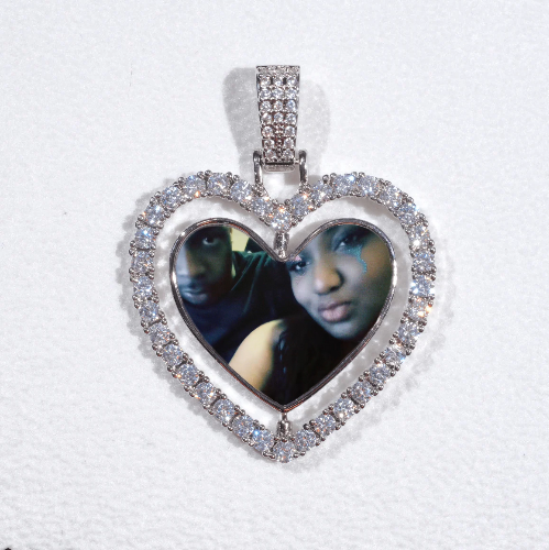 3D Spinning 2-Faced Heart Custom Picture Pendant