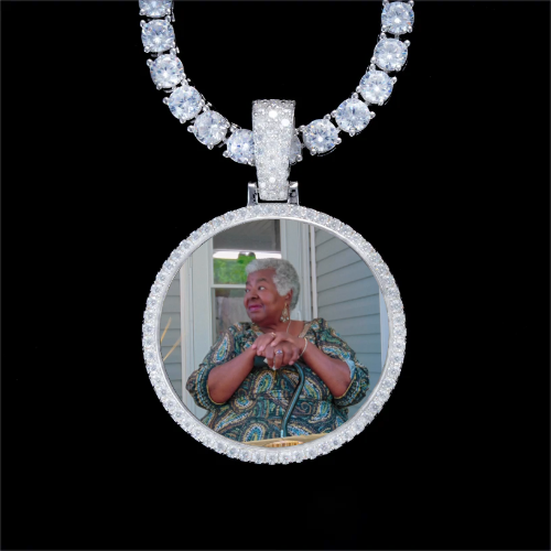 925S & VVS Moissanite 3D Circle Custom Picture Pendant