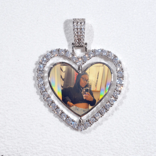 3D Spinning 2-Faced Heart Custom Picture Pendant