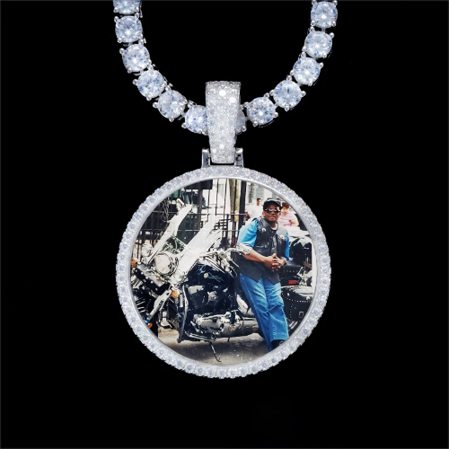 925S & VVS Moissanite 3D Circle Custom Picture Pendant
