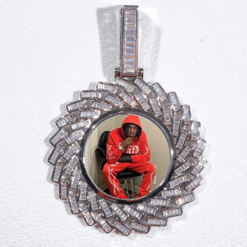 Large 3D Baguette Custom Picture Pendant