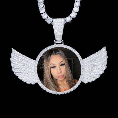 925S & VVS Moissanite 3D Wing Custom Picture Pendant