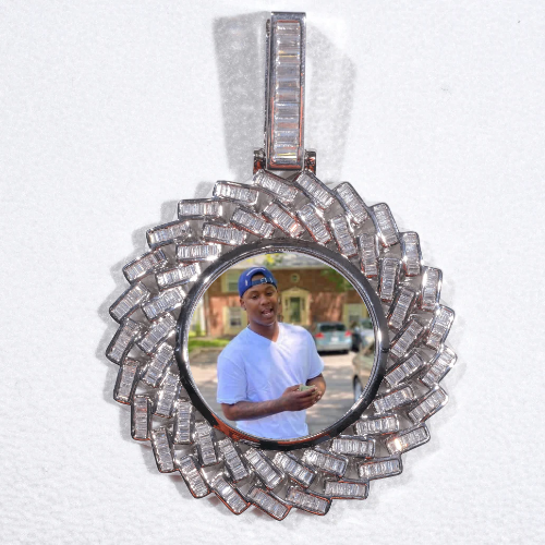 Large 3D Baguette Custom Picture Pendant